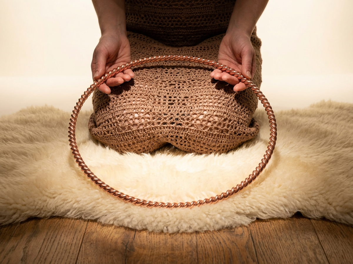 Tensorring Heavy Lost Cubit Kupfer (4 mm) – Produktfoto auf Lammfell